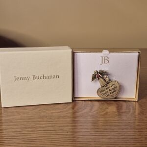 Jenny Buchanan Gold-Tone Angel Heart Brooch - Gold with Pink Accent